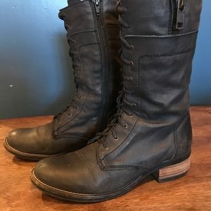 Steve Madden Leader Black Leather Combat boot